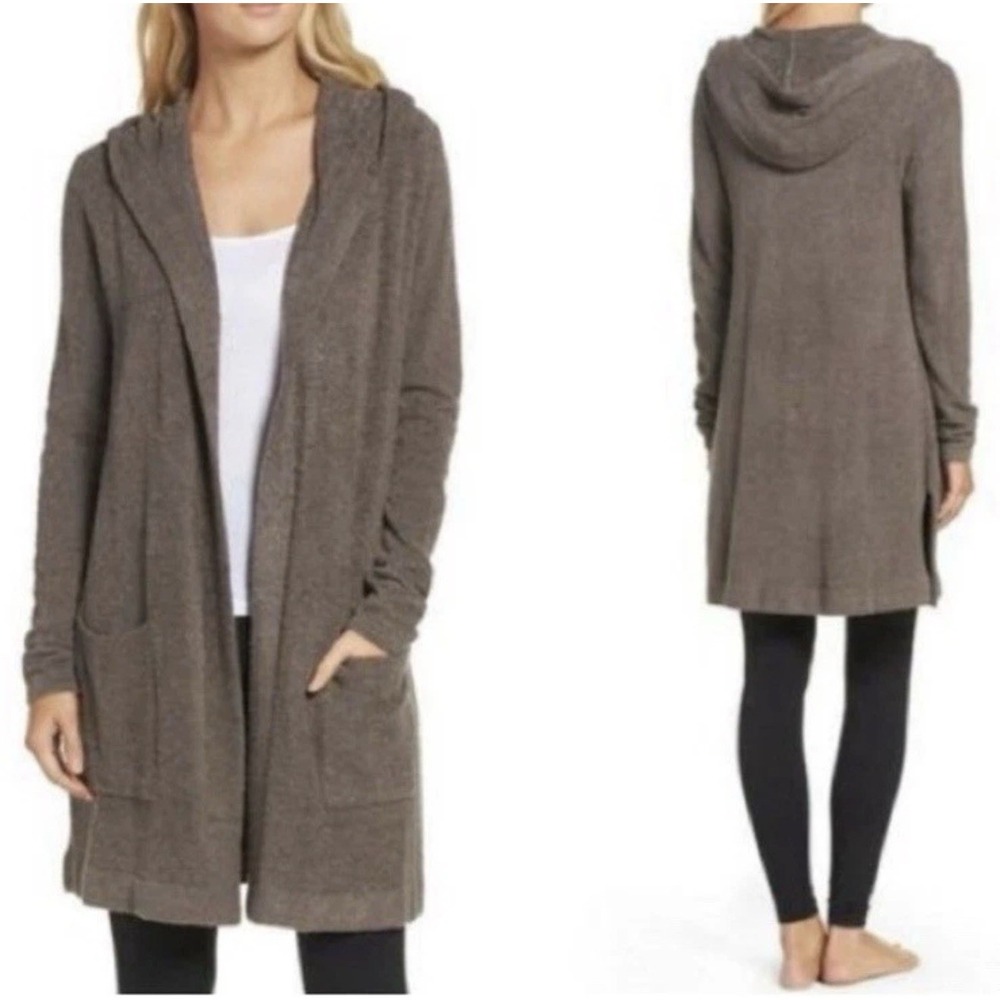 Barefoot Dreams Brown Cozy Chic Lite Hooded Long Cardigan Sweater Size XS/S Soft